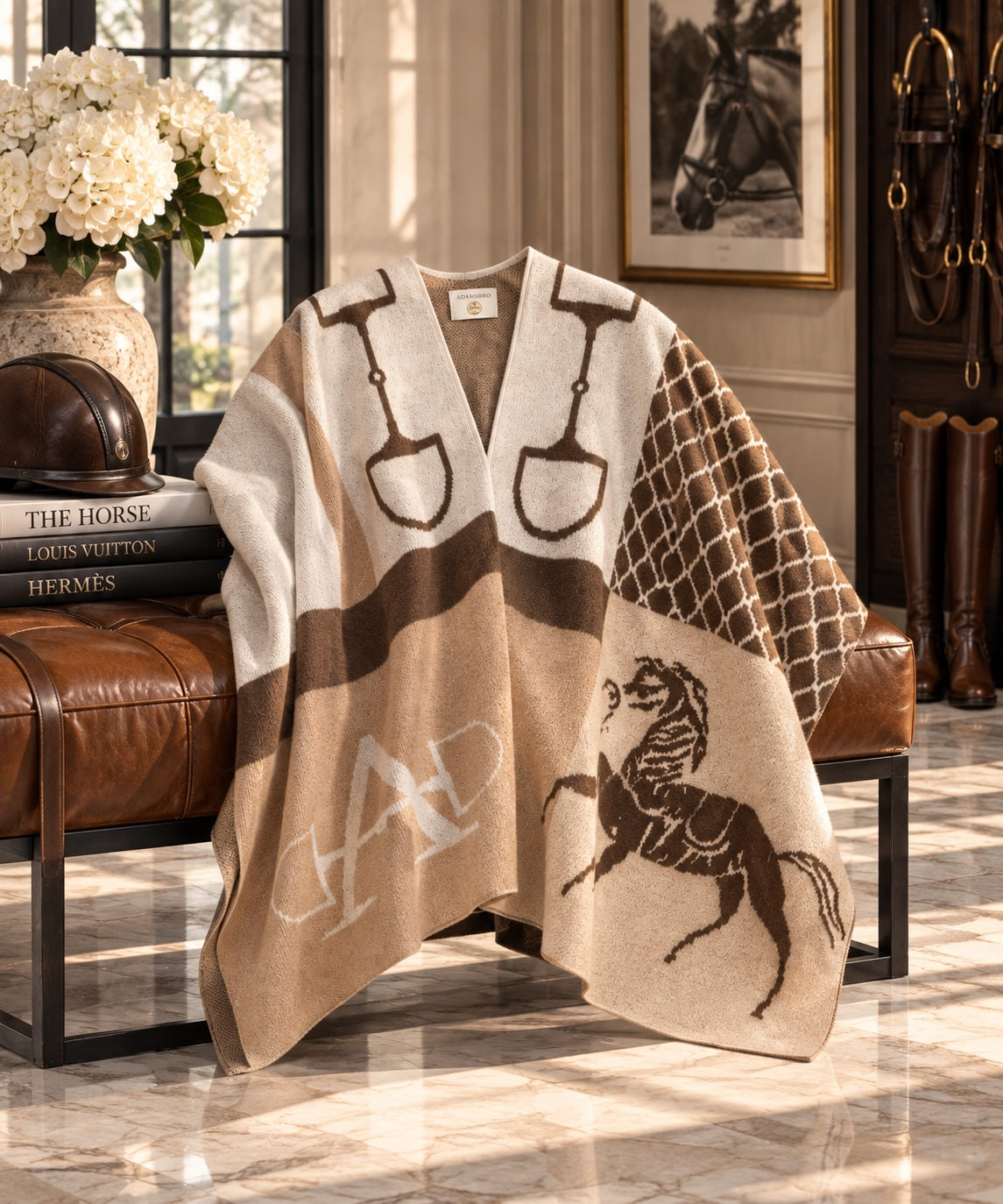 Poncho Classic 100% Cashmere Browns
