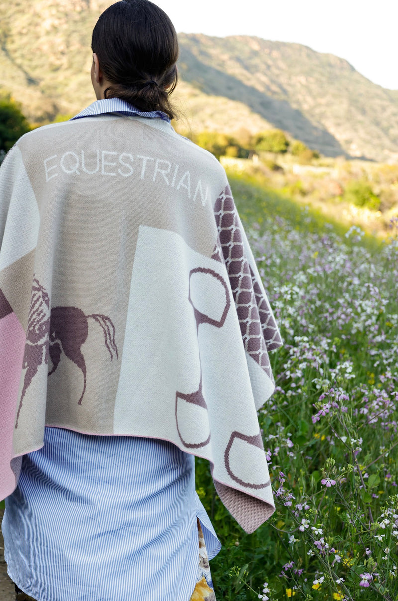 ADAMSBRO CASHMERE PONCHO ROSE