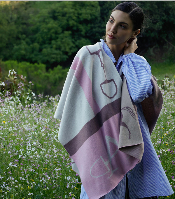 ADAMSBRO CASHMERE PONCHO ROSE