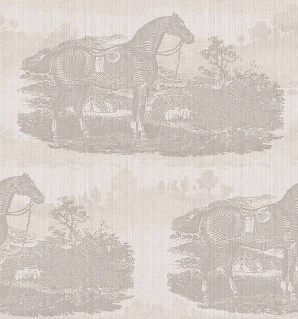 17-09-023-00 Wallpaper Horse Toile Offwhite