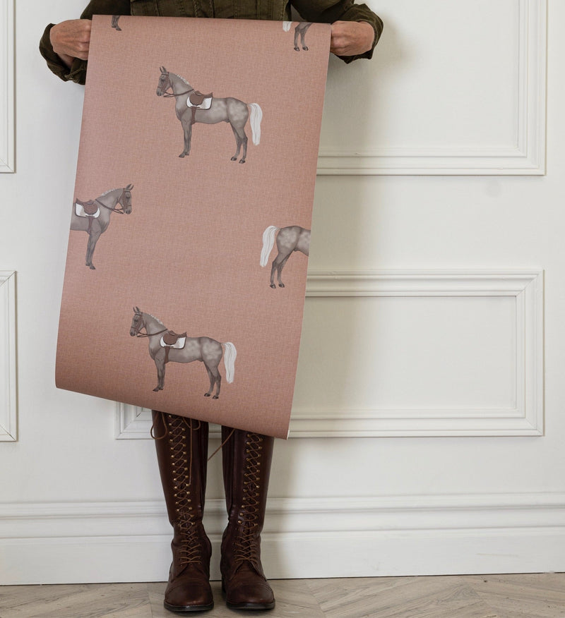 17-09-007-05/P WALLPAPER SAMPLE  Petit Horse Red Mocca