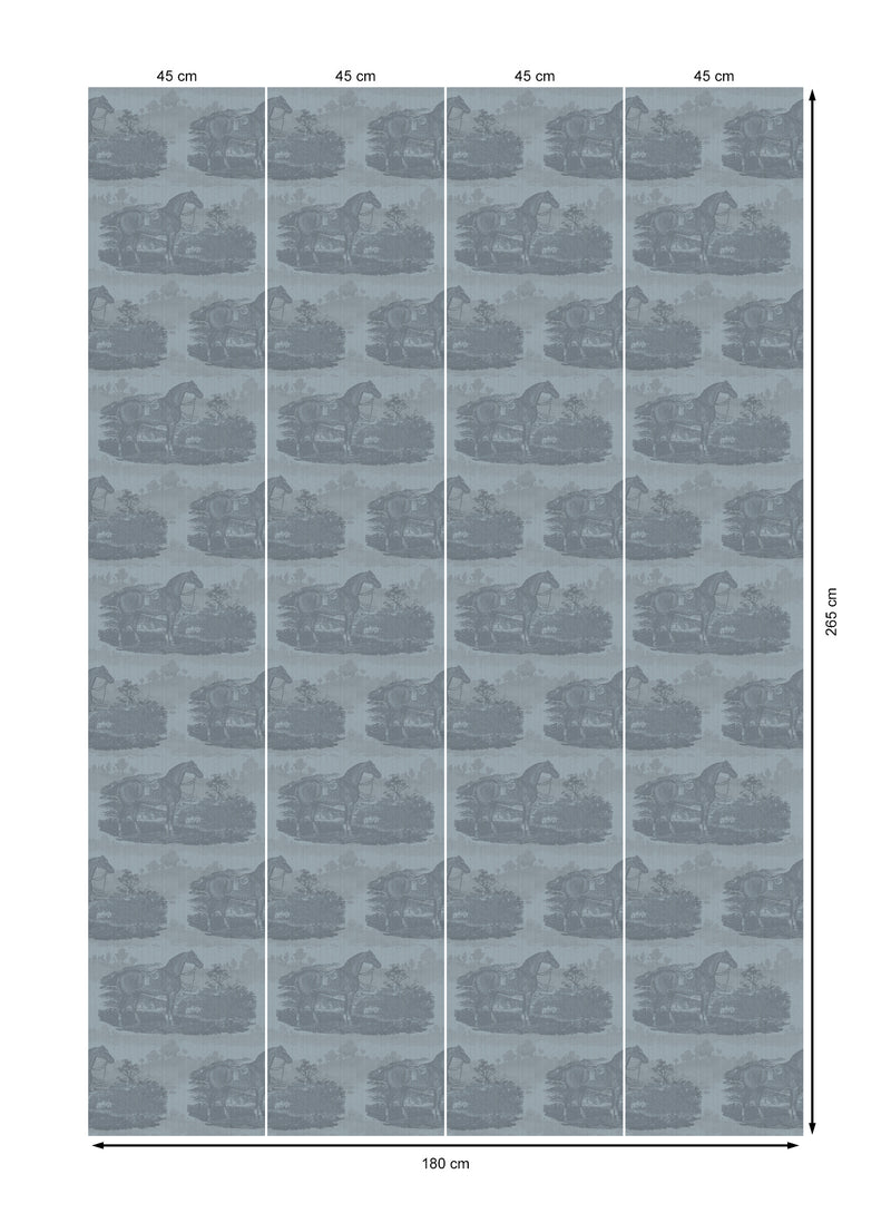 17-09-023-75 Wallpaper Horse Toile Light Blue